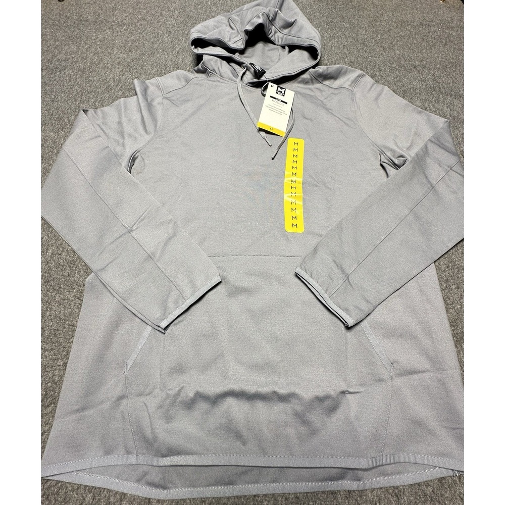 Members Mark Hoodie Mens Medium Grey Flannel Luxe Pullover Hidden Pocket‎ New